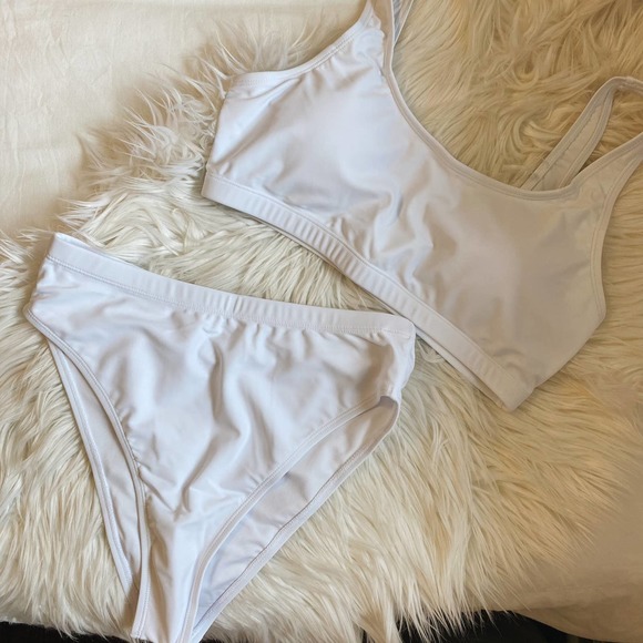 White High Waisted Scoop Neck Bikini - Picture 4 of 9
